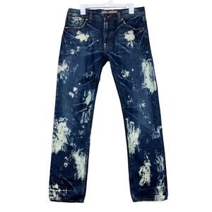 AKOO Men’s Size 32x32 Distressed Blue Denim Jeans Streetwear Baggy Fit